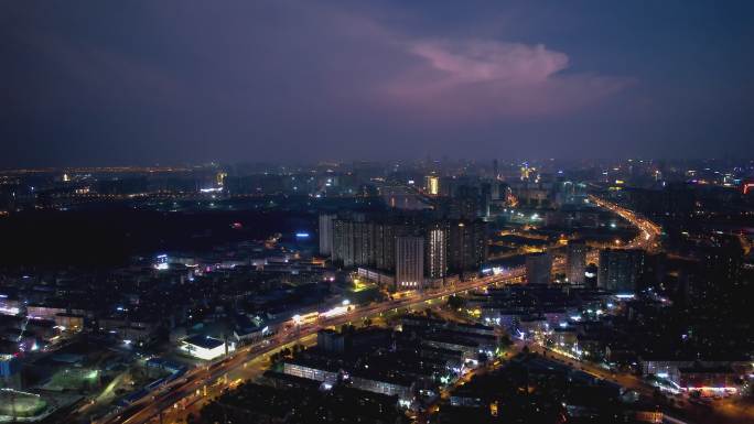 湖南长沙城市夜景航拍空境素材