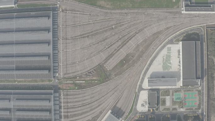 河南郑州地铁高铁始发站铁路轨道航拍