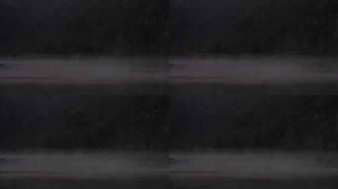 山水浙江冬天早晨水面湖面水气雾气自然生态