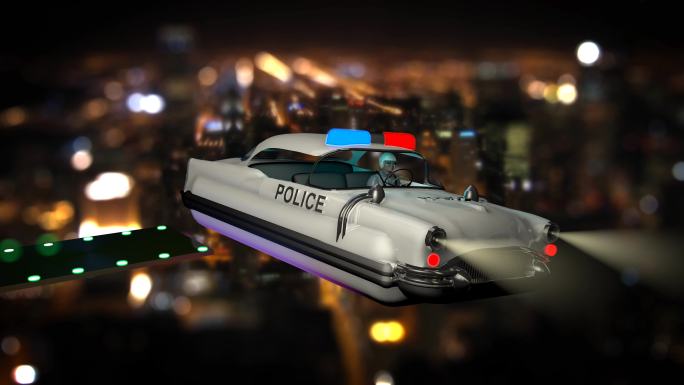 未来都市追求3D悬浮警车未来城市科技幻想