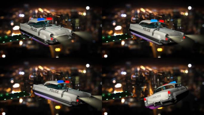 未来都市追求3D悬浮警车未来城市科技幻想