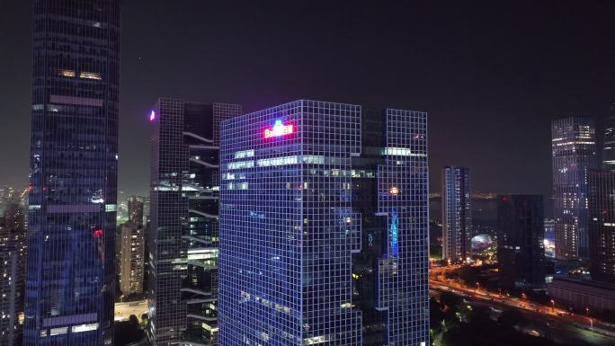 深圳南山区百度大厦夜景航拍