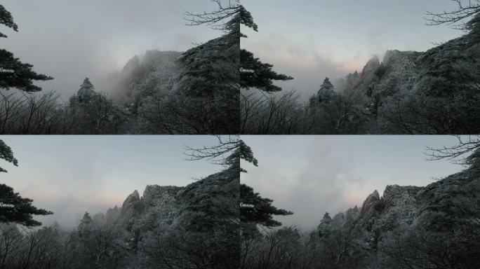 黄山云海雪景延时摄影