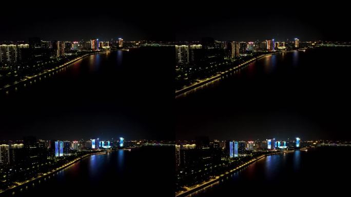 4K航拍杭州滨江城市夜景