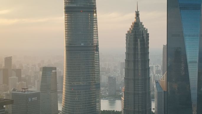 上海城市天际线T/L鸟瞰图