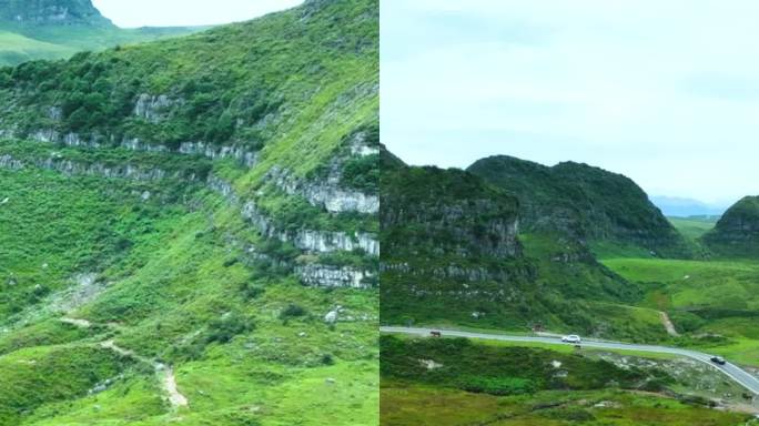 高清竖屏航拍贵州韭菜坪沿途风景