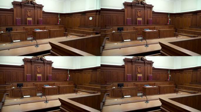 空的木质镶板法庭法院法庭无人的判决