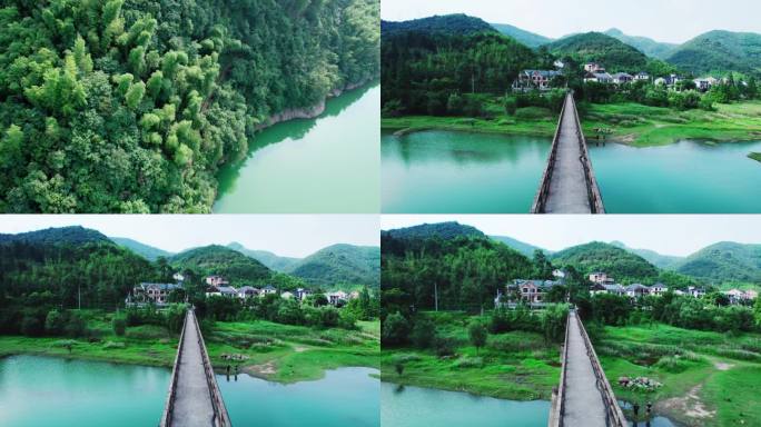 4k杭州大自然山水湖泊石桥风景