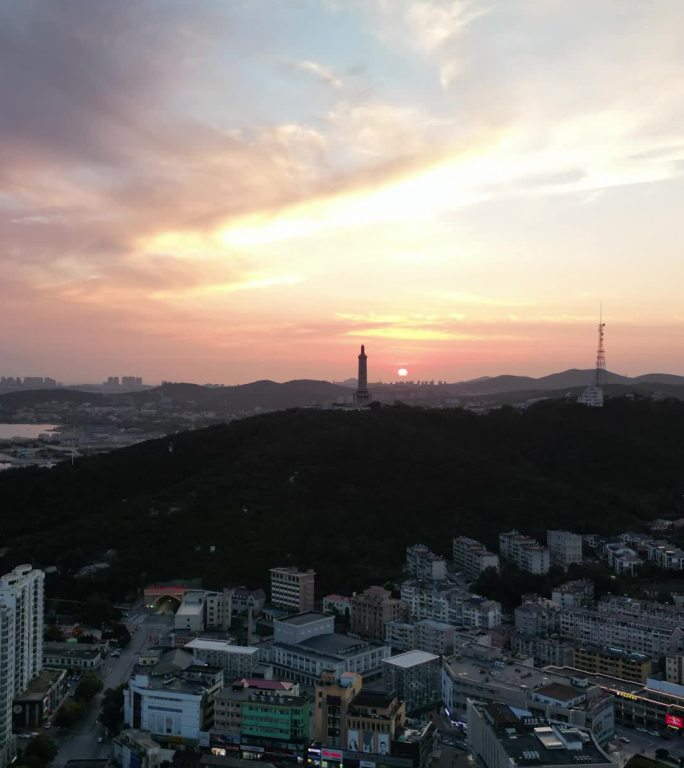 航拍 竖版延时 黄昏落日 城市车流