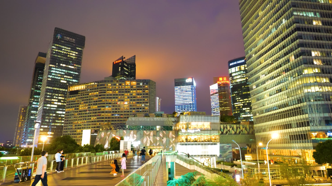 上海CBD繁华商圈陆家嘴夜景都市繁华