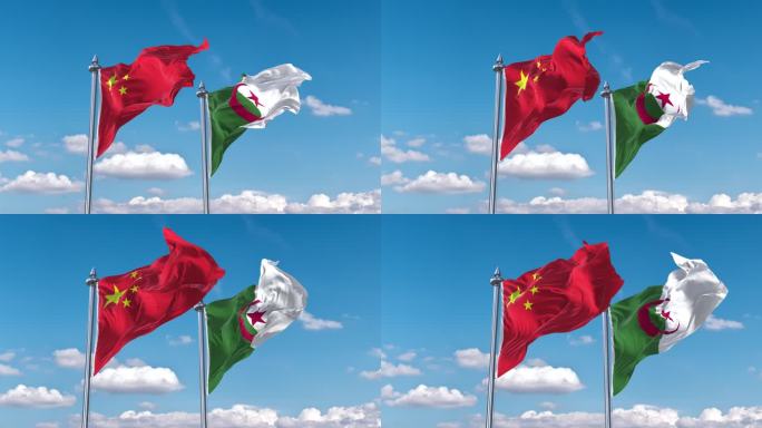 中国- 阿尔及利亚国旗