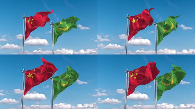 中国- 毛里塔尼亚国旗