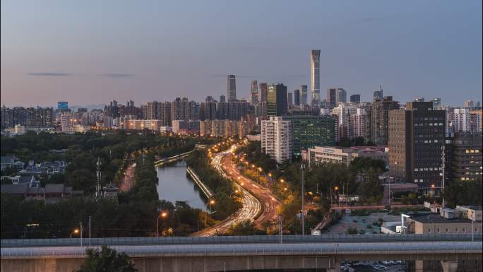 北京东城区市日转夜延时4K