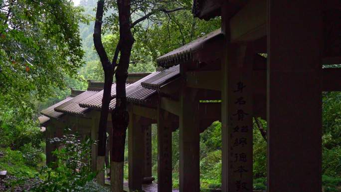 0038下大雨   寺院长廊  建筑