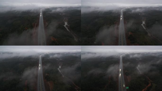 雨后农村山林云雾