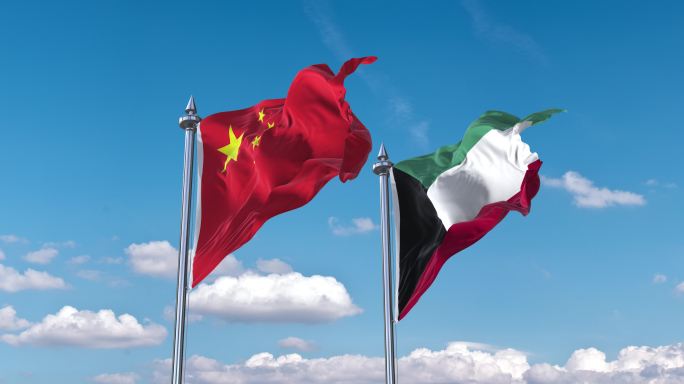 中国- 科威特国旗