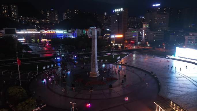六盘水人民广场夜景航拍