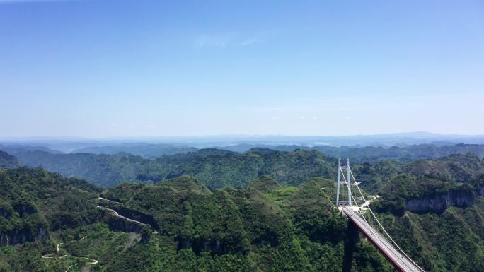 湖南湘西悬索桥矮寨大桥航拍