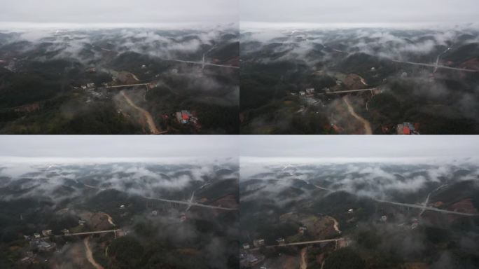 雨后农村山林云雾