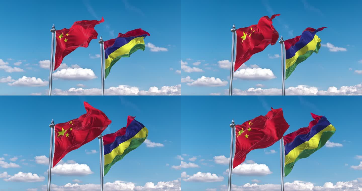 中国- 毛里求斯国旗