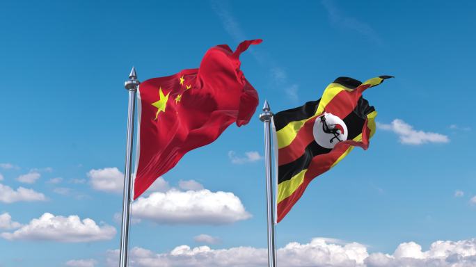中国- 乌干达国旗