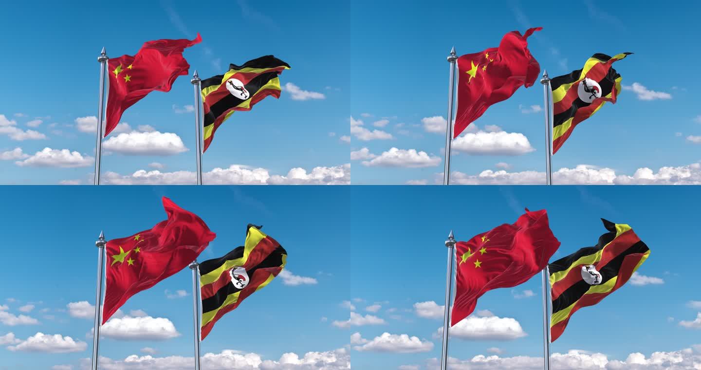 中国- 乌干达国旗