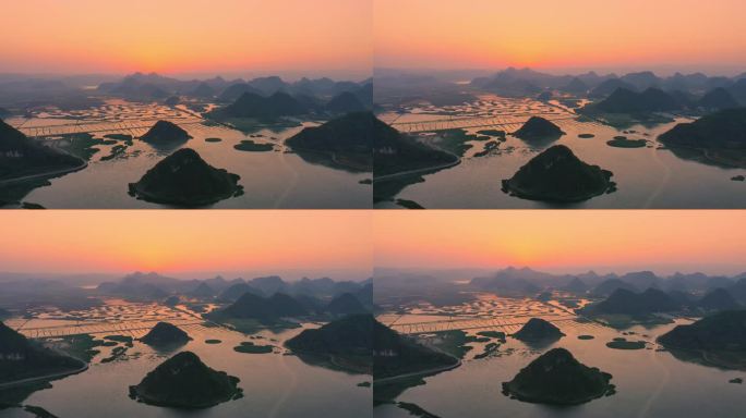 普者黑天鹅湖日落