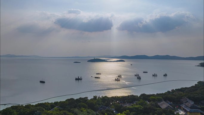 无锡滨湖区江南水乡太湖鼋头渚三山延时摄影