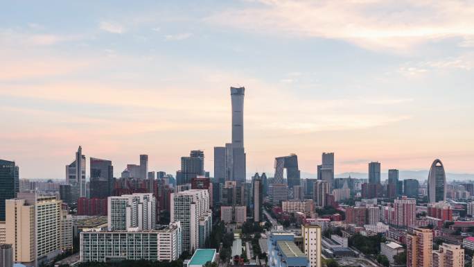 【原创】北京国贸CBD建筑日落城市天际线