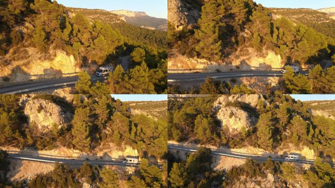 南欧van trip无人机剪辑：阿拉贡/韦斯卡比利牛斯山乡村公路，西班牙