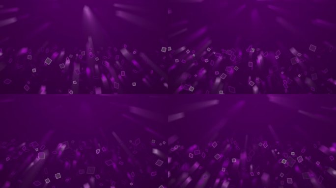 紫色抽象运动背景、闪亮和闪烁的光束、方形矩形粒子、模糊动画，是数字、互联网连接、商业、艺术和工艺、技