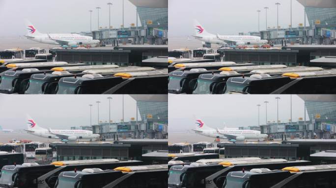 忙碌的机场 机场延时摄影航站楼飞机出入港
