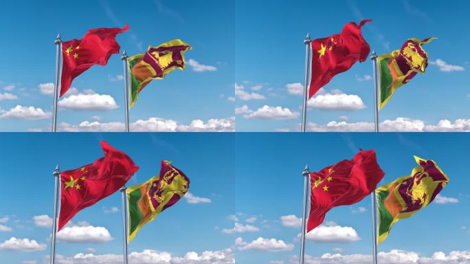 中国- 斯里兰卡国旗