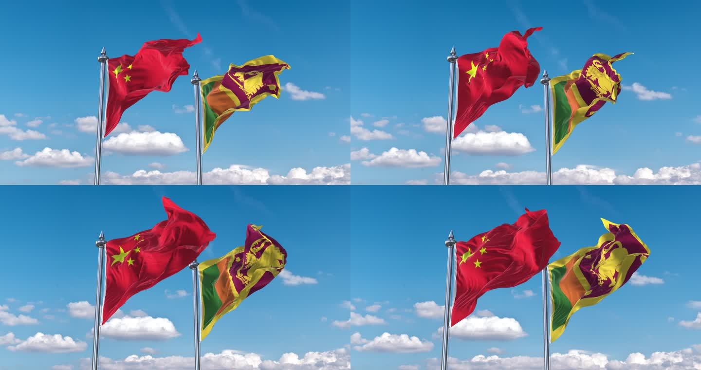 中国- 斯里兰卡国旗