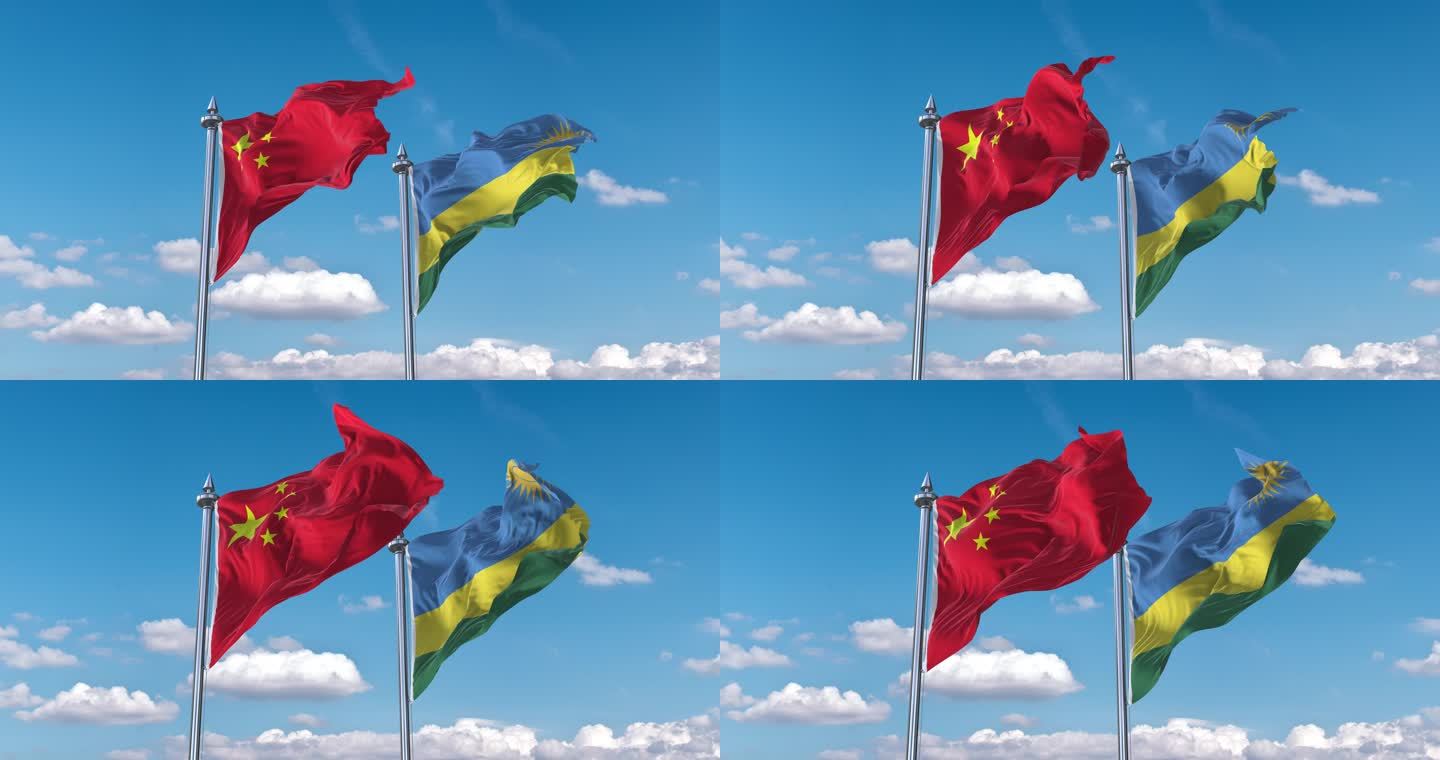 中国- 卢旺达国旗