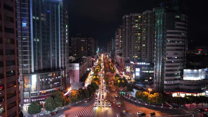 六盘水钟山大道夜景航拍