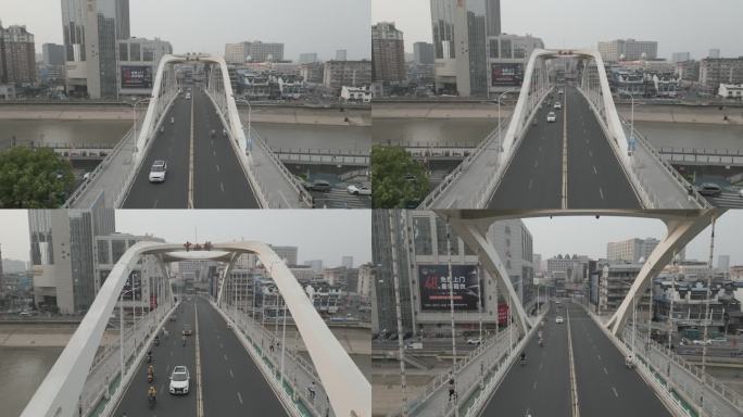 安徽芜湖中山桥4k航拍 城市地标桥梁