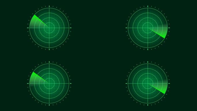 绿色雷达屏幕扫描周围和来袭空中交通