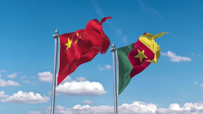中国- 喀麦隆国旗