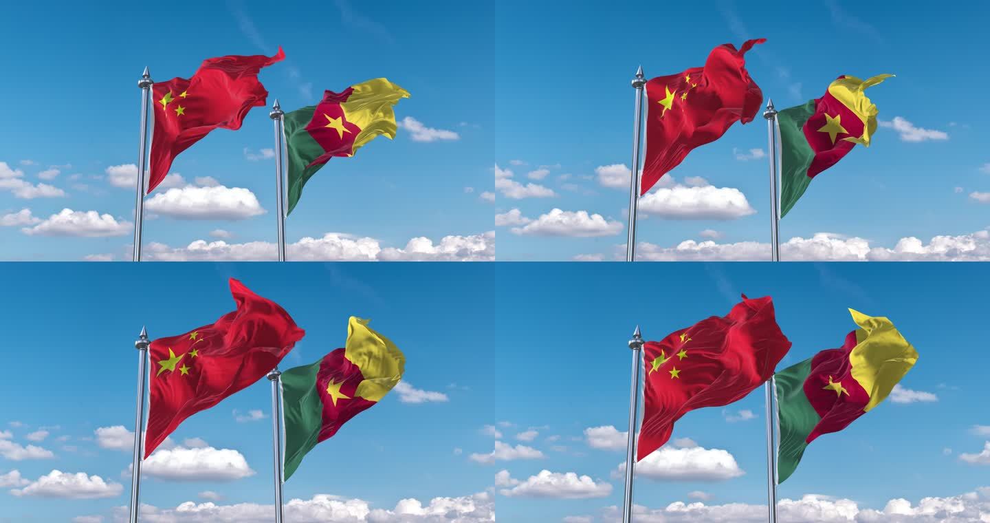 中国- 喀麦隆国旗