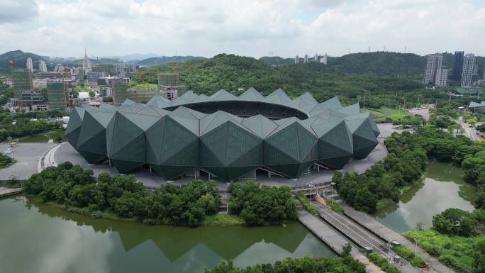 深圳龙岗大运中心体育场航拍4K