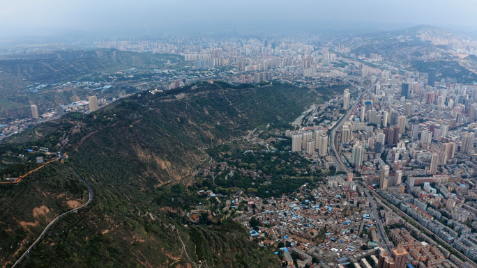 航拍兰州市兰山