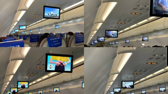 机舱内起飞前准备机舱动画安全演示机舱广告