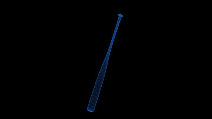 4k蓝色全息科技线框棒球棍素材带通道