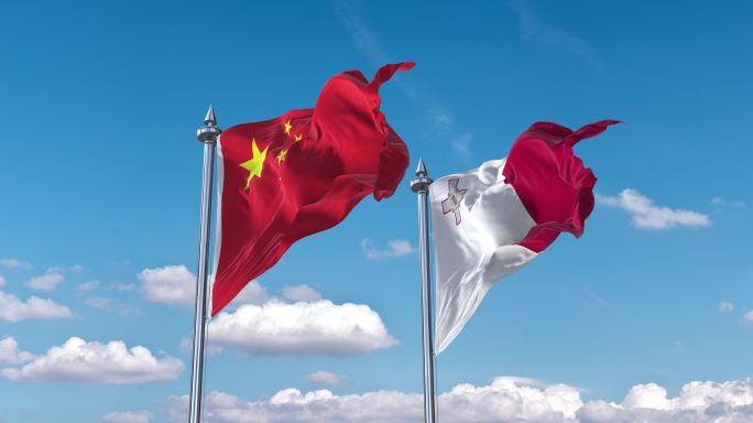 中国- 马耳他国旗