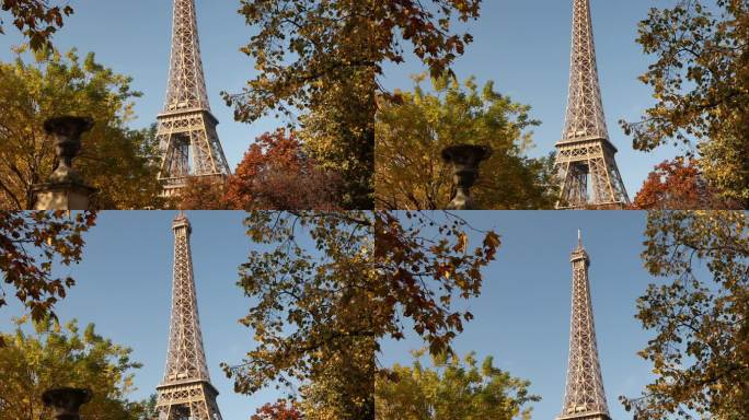 埃菲尔铁塔和秋天的树