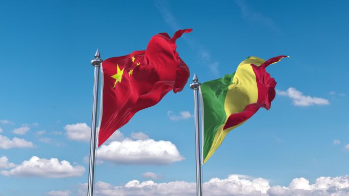 中国- 刚果（布）国旗