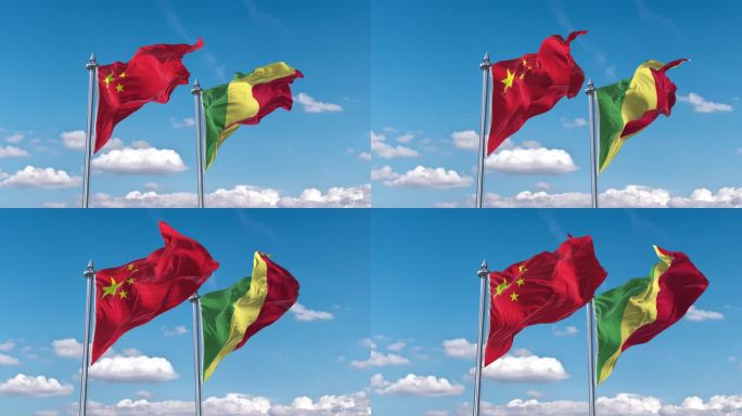 中国- 刚果（布）国旗