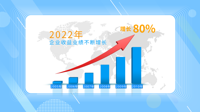 卡通简洁数据增长业绩柱状图箭头ae模板