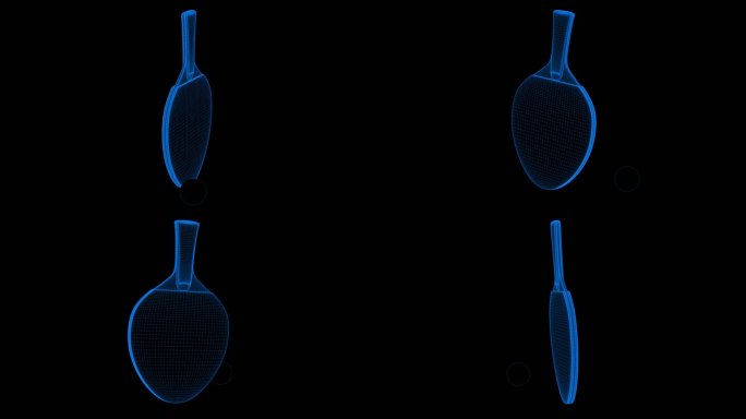 4k蓝色全息科技线框乒乓拍子素材带通道